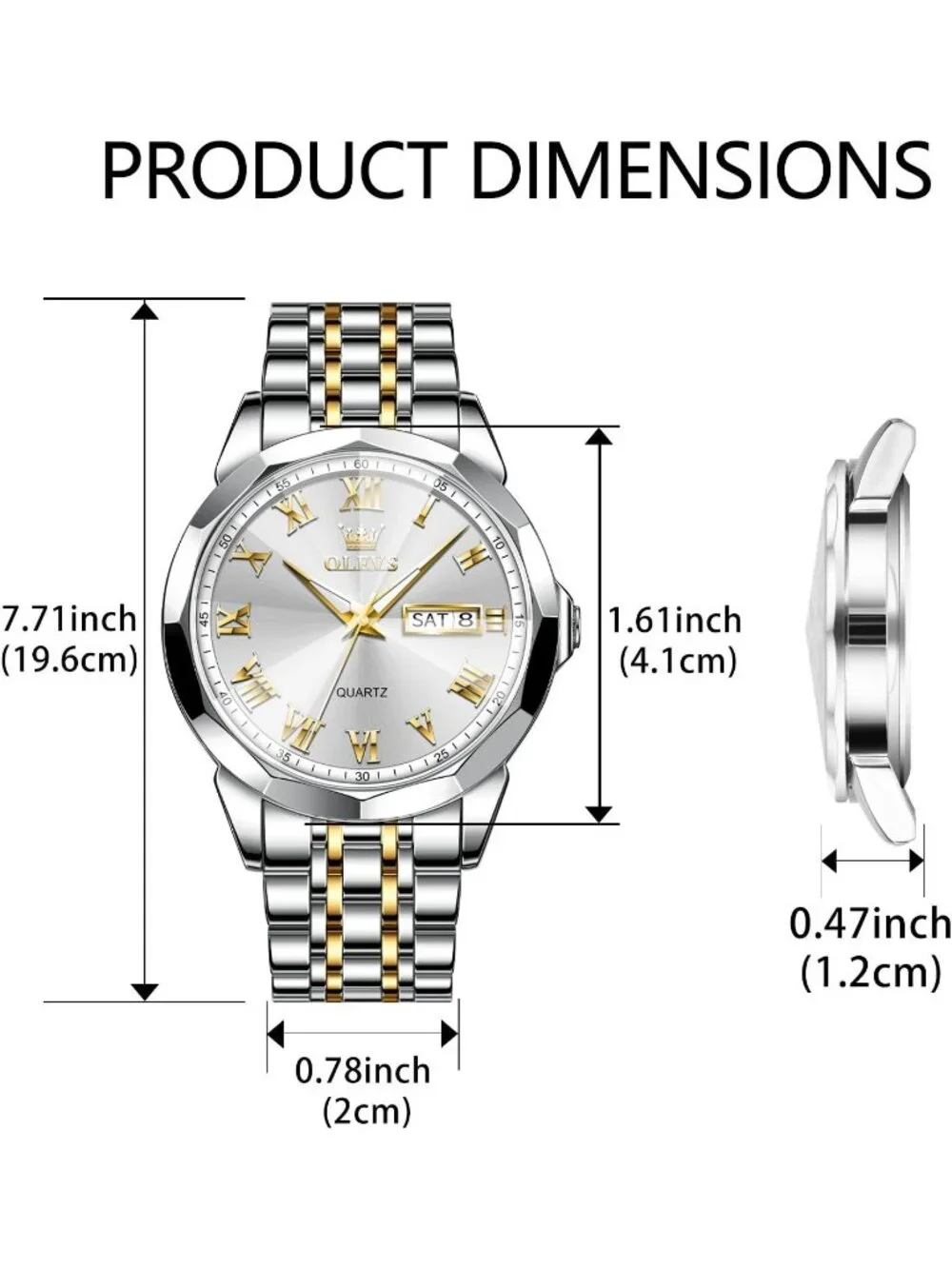 Men's Silver White Face Stainless Steel Luminous Quartz Waterproof Classic Watch